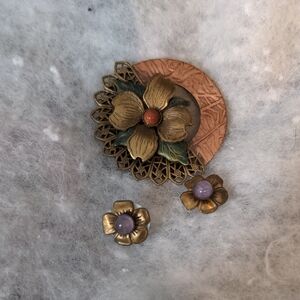 Floral Gold and Bronze Jewelry Set
